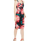 Vestido feminino Trina Turk com decote em V e mangas florais, tamanho 10, vermelho