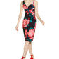 Vestido feminino Trina Turk com decote em V e mangas florais, tamanho 10, vermelho