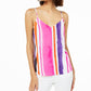 Blusa listrada feminina Bar III com decote em V, rosa, tamanho pequeno