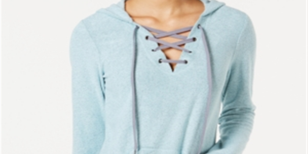 Ideologia Moletom com capuz feminino com cadarço, verde, tamanho pequeno