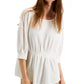 Blusa feminina Alfani com frente franzida e manga comprida, branca, tamanho GG