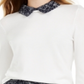 Suéter feminino Maison Jules de manga comprida com gola de tweed, branco, tamanho XX-G