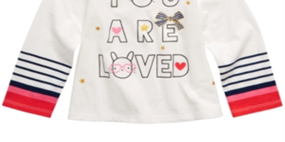 Camiseta infantil de algodão com estampa gráfica de manga comprida First Impressions para meninas, tamanho 4T