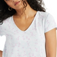 Camiseta feminina estampada com decote em V da Alfani, branca, tamanho XX-G
