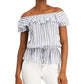 Blusa listrada tomara que caia Michael Kors feminina, azul, tamanho médio