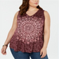 Regata feminina plus size Burnout com estampa roxa, tamanho 4X, da Style &amp; Co