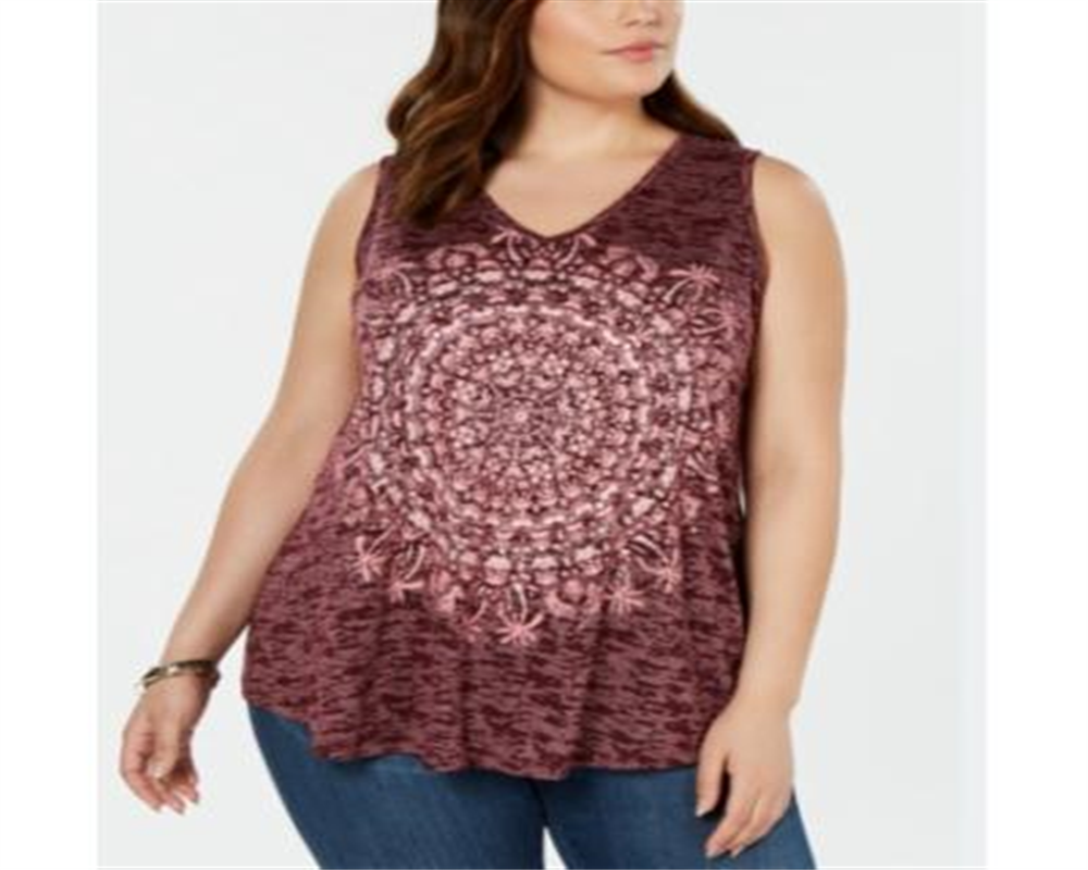 Regata feminina plus size Burnout com estampa roxa, tamanho 4X, da Style &amp; Co
