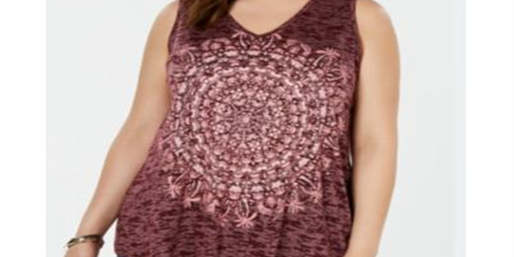 Regata feminina plus size Burnout com estampa roxa, tamanho 4X, da Style &amp; Co