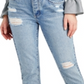 Calça jeans feminina Sam Edelman, desfiada, com bolsos e zíper, perna reta, azul, tamanho 27