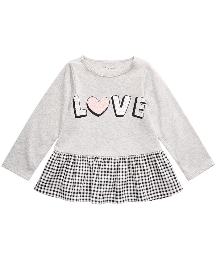 Top peplum Love para meninas First Impressions, cinza, tamanho 6-9 meses