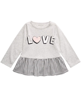 Top peplum Love para meninas First Impressions, cinza, tamanho 6-9 meses