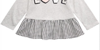 Top peplum Love para meninas First Impressions, cinza, tamanho 6-9 meses