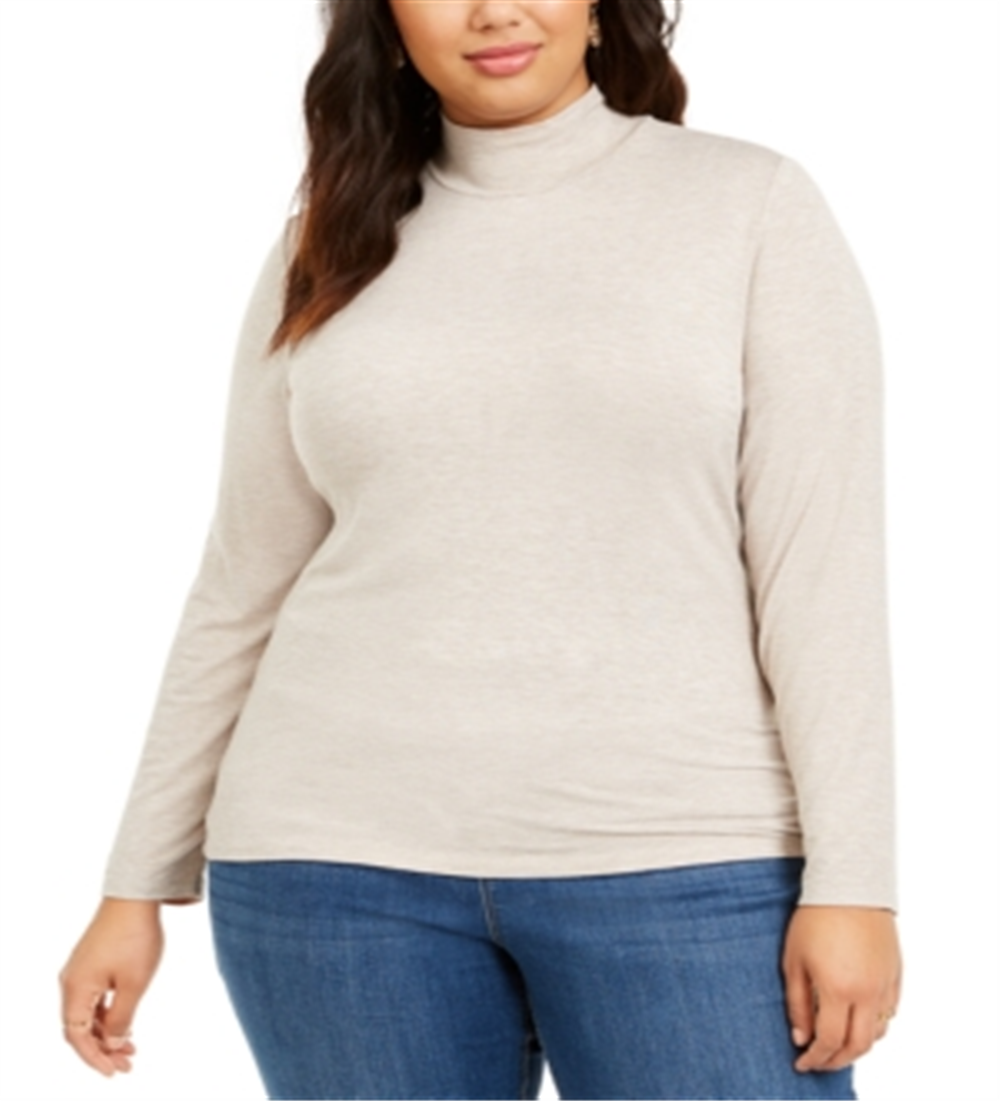 Blusa feminina plus size mesclada com gola falsa marrom tamanho 2X da Style &amp; Co