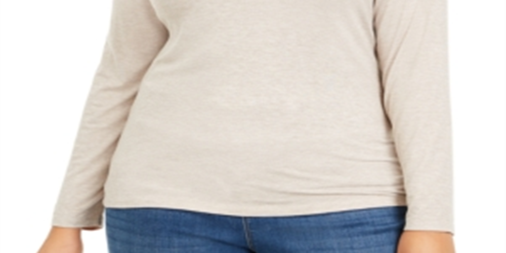 Blusa feminina plus size mesclada com gola falsa marrom tamanho 2X da Style &amp; Co