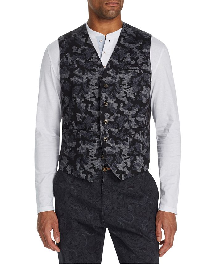 Colete masculino Tallia Slim Fit Stretch Camo Leopardo Preto Tamanho P