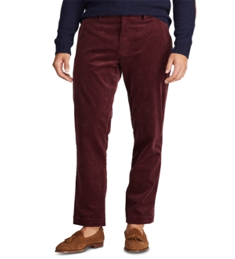 Calça de veludo cotelê clássica elástica masculina Polo Ralph Lauren, tamanho 42x30, vermelha