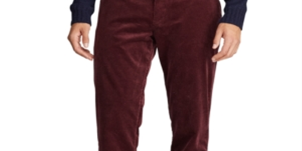 Calça de veludo cotelê clássica elástica masculina Polo Ralph Lauren, tamanho 42x30, vermelha