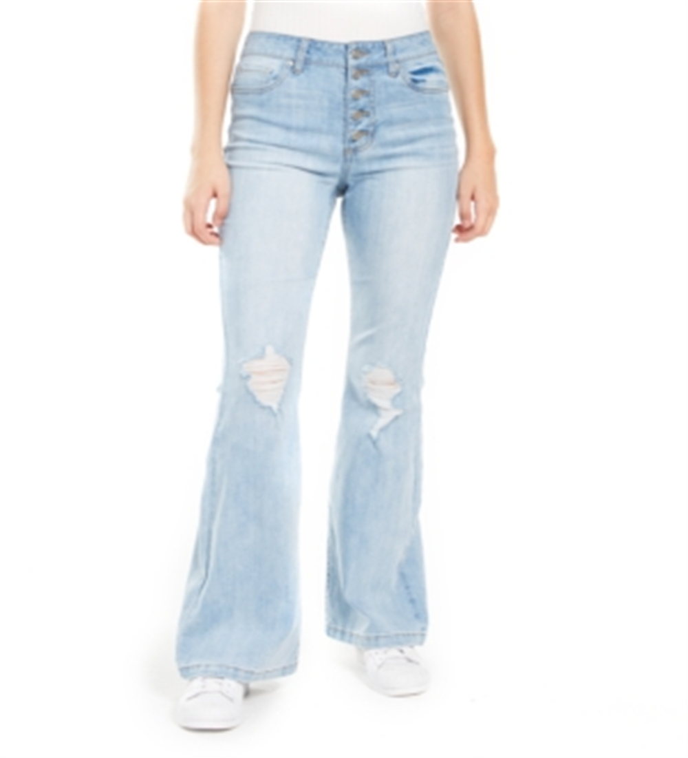 Calça jeans flare com botões rasgados Dollhouse Junior's, azul, tamanho 3