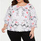 Blusa feminina Alfani Plus com mangas franzidas rosa tamanho 0X