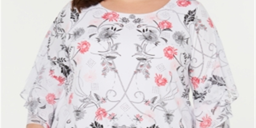 Blusa feminina Alfani Plus com mangas franzidas rosa tamanho 0X