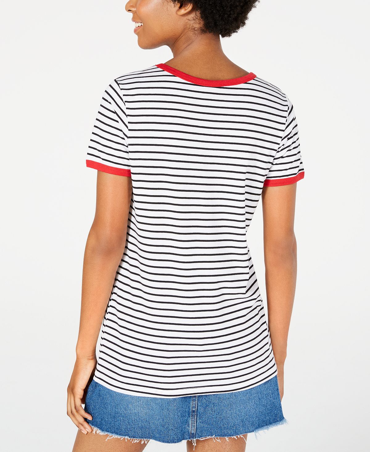 Camiseta listrada com estampa de Mickey Mouse da Disney Junior, cinza, tamanho X-S