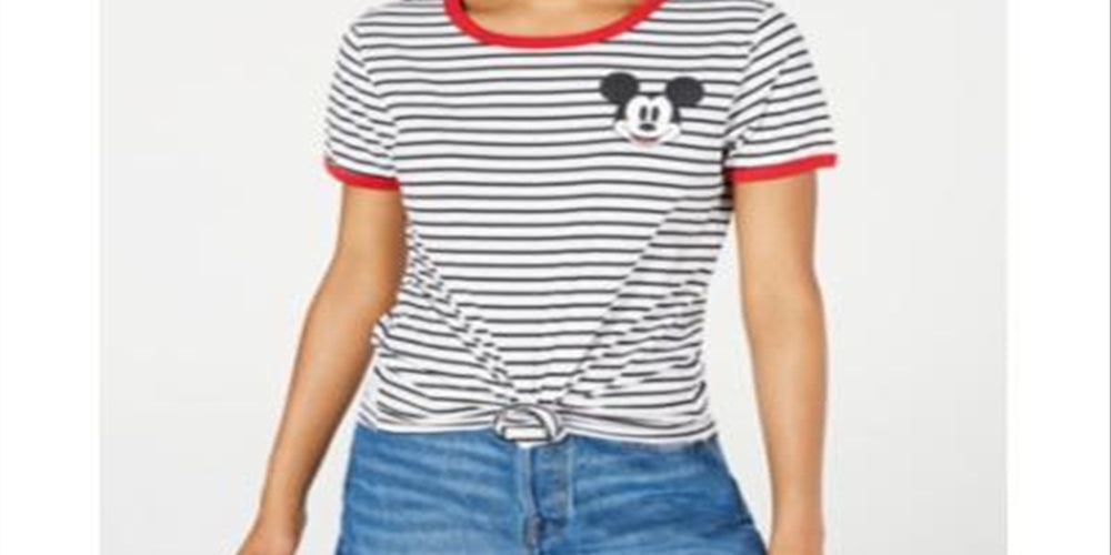 Camiseta listrada com estampa de Mickey Mouse da Disney Junior, cinza, tamanho X-S