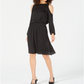 Vestido de festa feminino Alfani com decote redondo, manga comprida, comprimento até o joelho, preto, tamanho extragrande