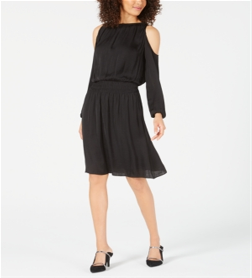 Vestido de festa feminino Alfani com decote redondo, manga comprida, comprimento até o joelho, preto, tamanho extragrande