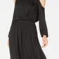 Vestido de festa feminino Alfani com decote redondo, manga comprida, comprimento até o joelho, preto, tamanho extragrande