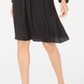 Vestido de festa feminino Alfani com decote redondo, manga comprida, comprimento até o joelho, preto, tamanho extragrande