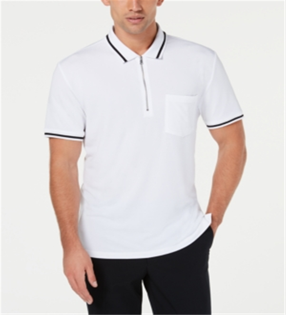 Polo masculino com zíper de um quarto da INC International Concepts, branco, tamanho extragrande