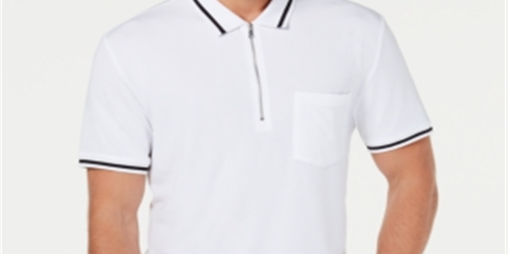 Polo masculino com zíper de um quarto da INC International Concepts, branco, tamanho extragrande