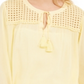 Charter Club Feminino Borla Amarrada Ilhós Linho Top Amarelo Tamanho X-G