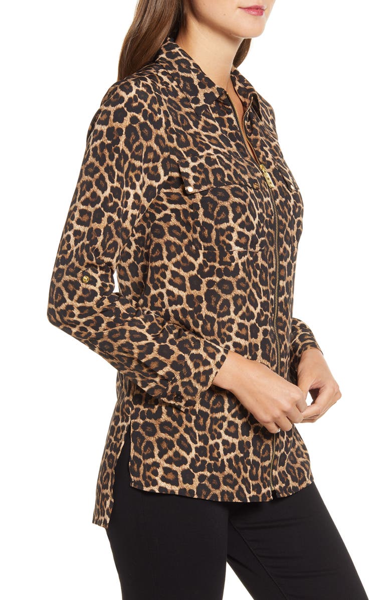 Blusa feminina Michael Kors com estampa de leopardo marrom - tamanho extragrande