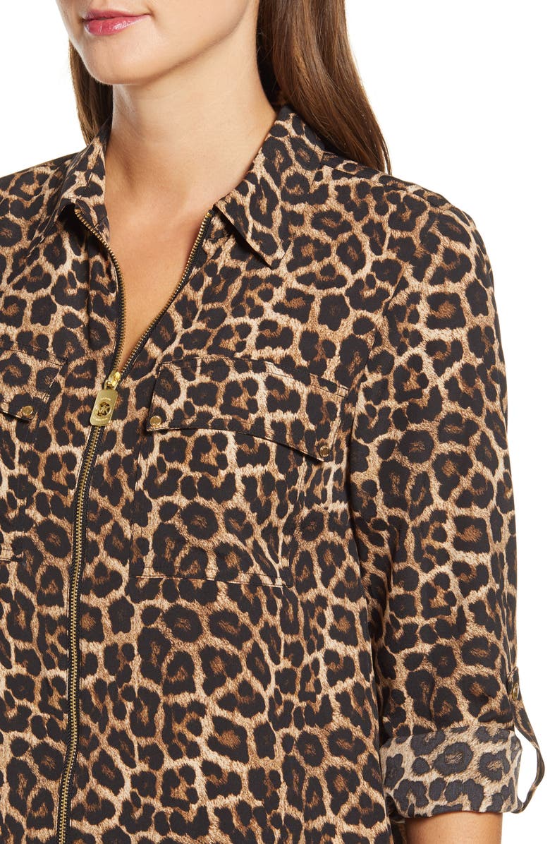 Blusa feminina Michael Kors com estampa de leopardo marrom - tamanho extragrande