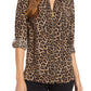 Blusa feminina Michael Kors com estampa de leopardo marrom - tamanho extragrande