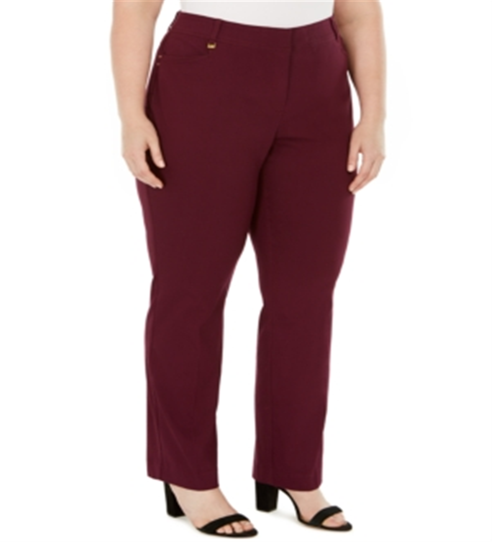Calça Curvy Fit Feminina JM Collection Tummy Control Vermelha Tamanho 26W
