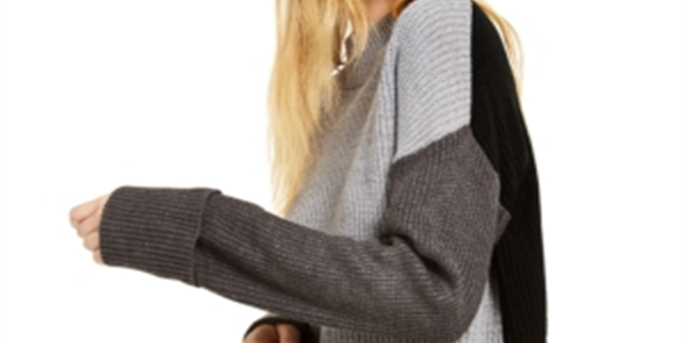 Suéter Calvin Klein Feminino Gola Falsa Colorblock Cinza Tamanho X-G