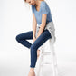 Camiseta feminina Maison Jules com decote redondo, azul, tamanho extragrande