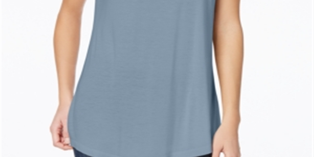 Camiseta feminina Maison Jules com decote redondo, azul, tamanho extragrande