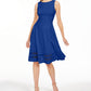Vestido Calvin Klein Feminino Illusion Trim Fit Flare Azul Tamanho 6