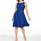 Vestido Calvin Klein Feminino Illusion Trim Fit Flare Azul Tamanho 6