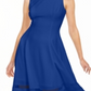 Vestido Calvin Klein Feminino Illusion Trim Fit Flare Azul Tamanho 6