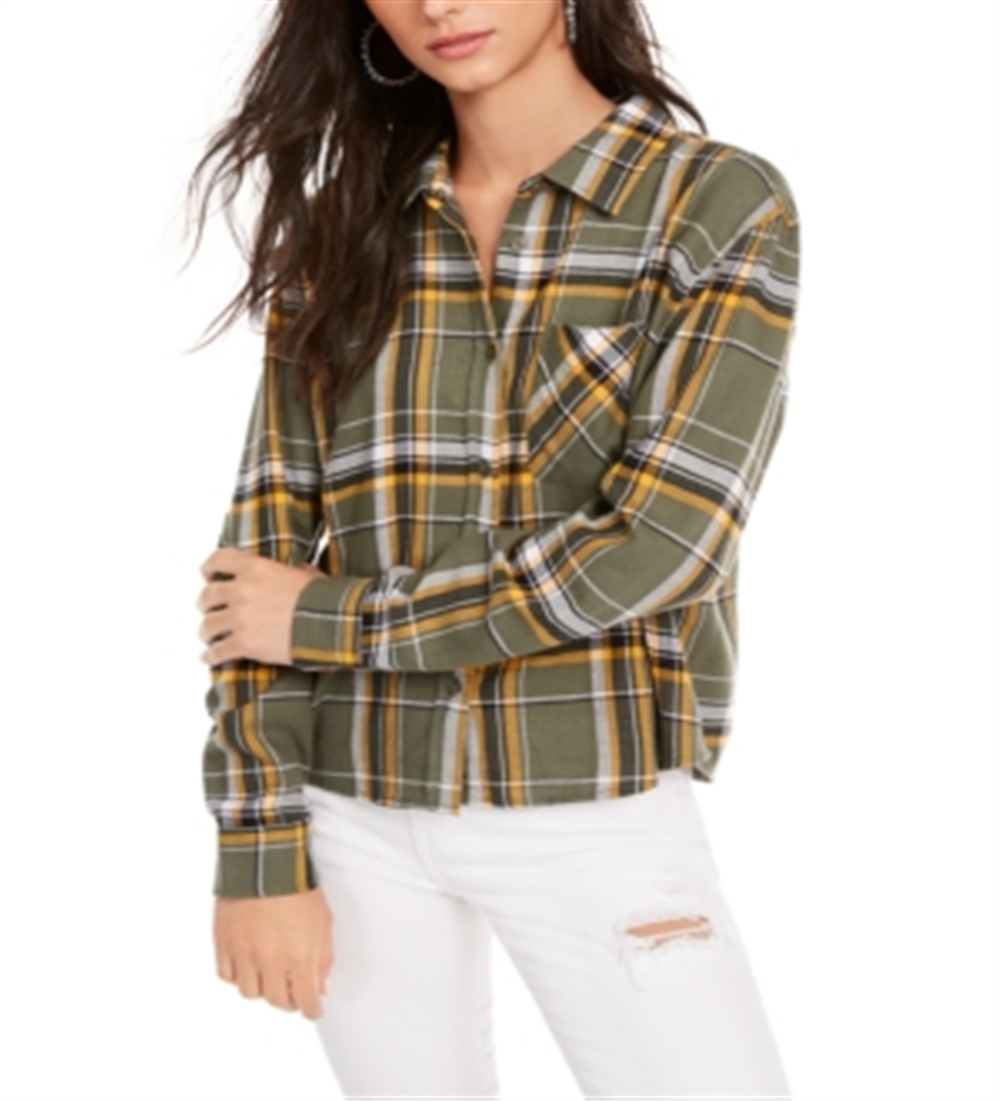 Camisa xadrez de flanela Ultra Flirt Junior, verde, tamanho GG