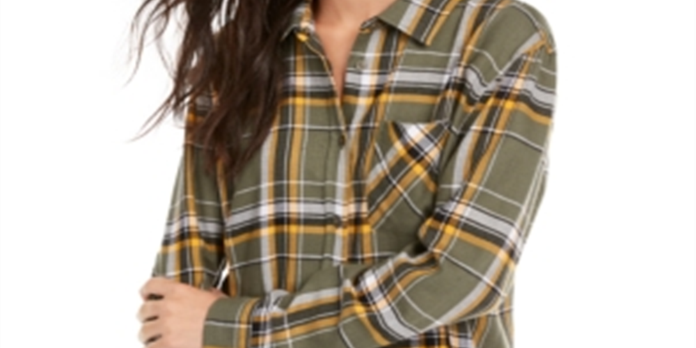 Camisa xadrez de flanela Ultra Flirt Junior, verde, tamanho GG