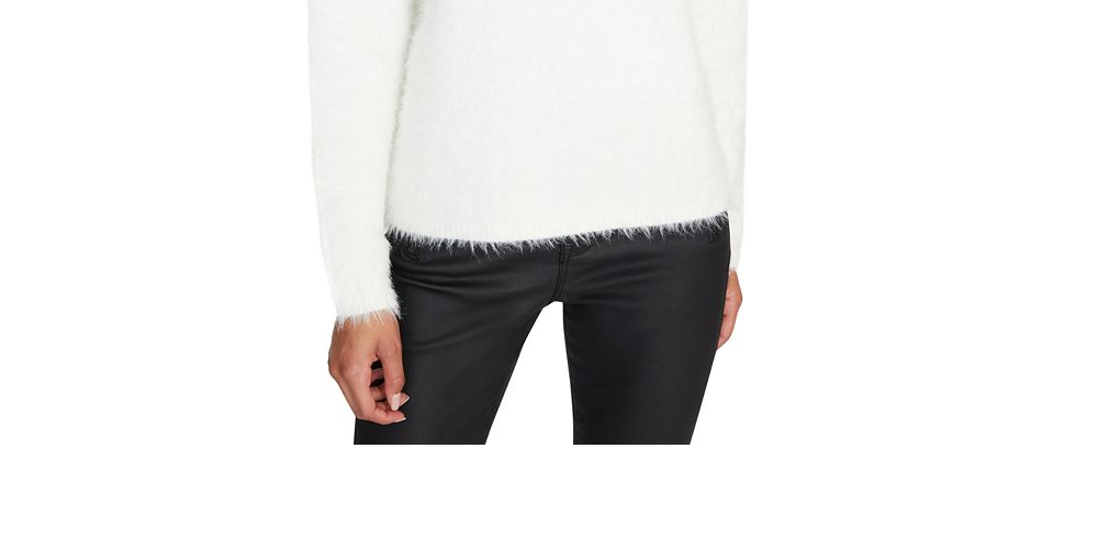 Blusa feminina Sanctuary com gola falsa super macia, preta, tamanho 2XS