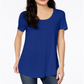 Camiseta feminina Maison Jules com decote redondo, azul, tamanho X-S