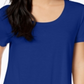 Camiseta feminina Maison Jules com decote redondo, azul, tamanho X-S