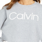 Calvin Klein Moletom feminino com estampa de logo e ombros caídos, cinza, tamanho médio