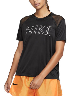 Camiseta Nike Miler Dri-FIT Metallic Logo Feminina Preta Tamanho X-G